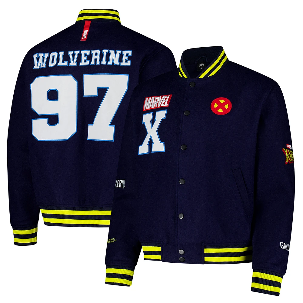 Unisex Team Liquid x Marvel Navy X-Men Wolverine '97 Varsity Full-Snap Jacket
