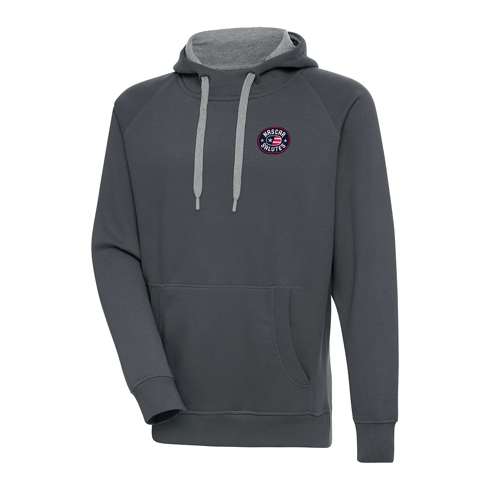 Men's Antigua Charcoal NASCAR Salutes Victory Pullover Hoodie