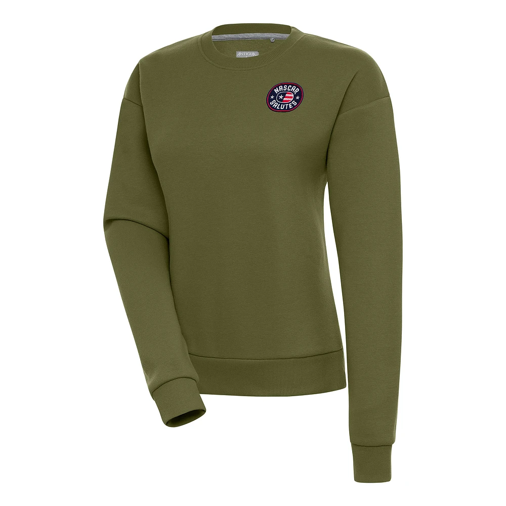 Women's Antigua Olive NASCAR Salutes Victory Pullover Sweatshirt