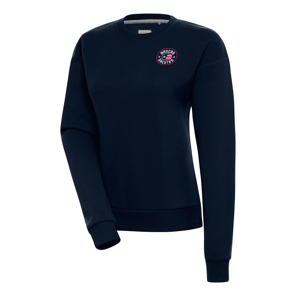 Women's Antigua Navy NASCAR Salutes Victory Pullover Sweatshirt