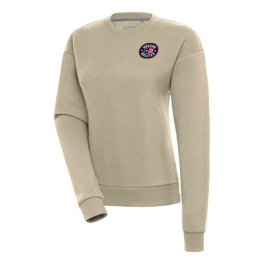 Women's Antigua Khaki NASCAR Salutes Victory Pullover Sweatshirt