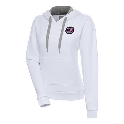 Women's Antigua White NASCAR Salutes Victory Pullover Hoodie