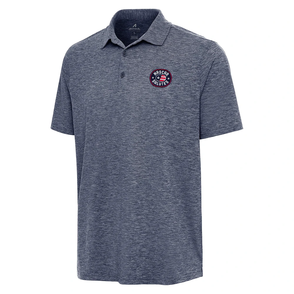Men's Antigua Heather Navy NASCAR Salutes Par 3 Polo