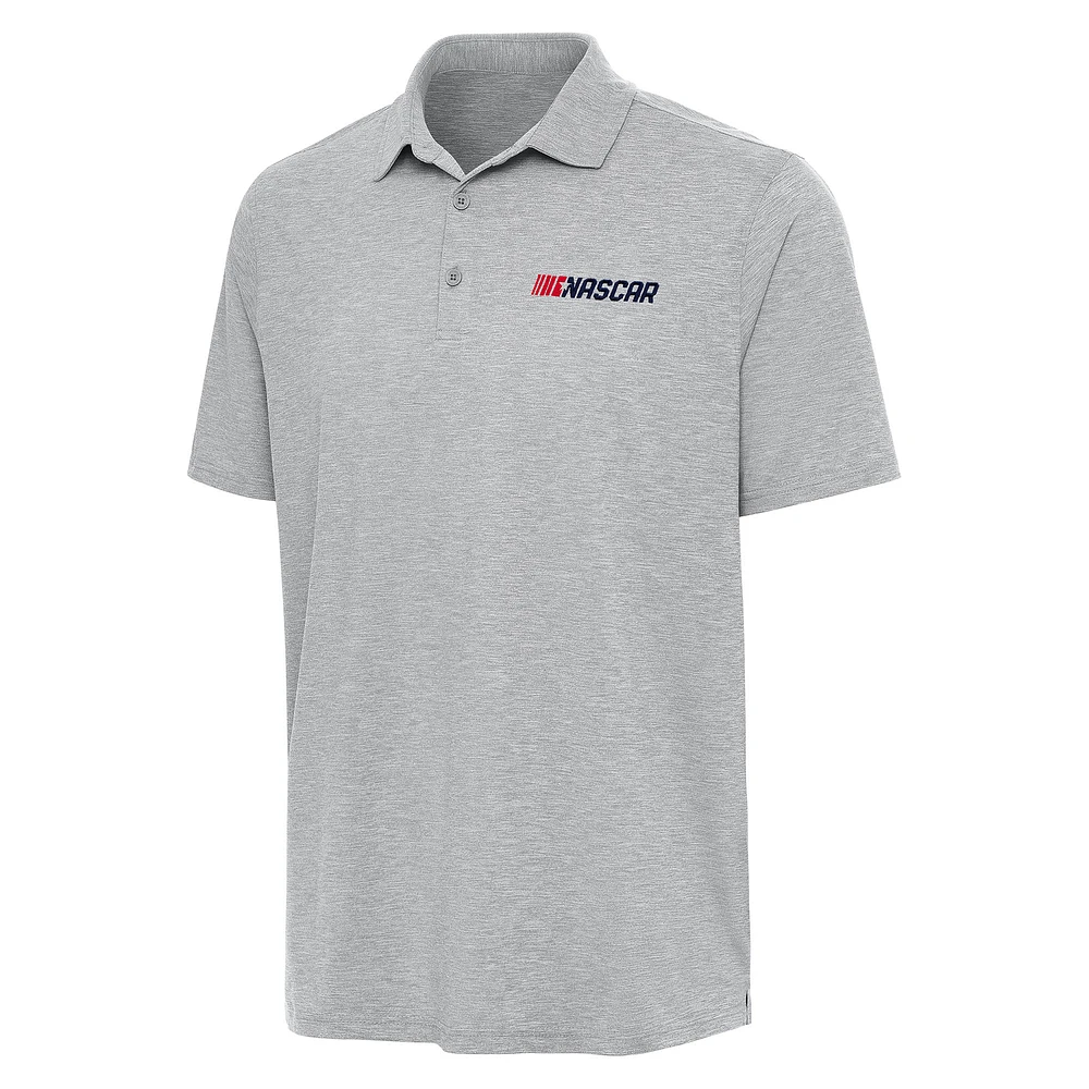Men's Antigua Heather Gray NASCAR Patriotic Par 3 Polo