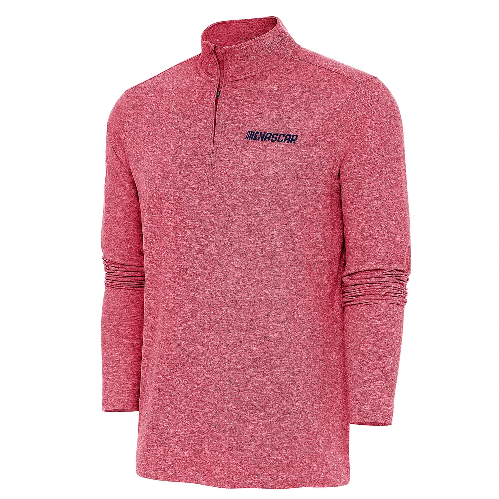 Men's Antigua Heather NASCAR Patriotic Hunk Quarter-Zip Pullover Top