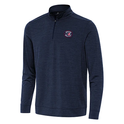 Men's Antigua Heather Navy NASCAR Salutes Bright Quarter-Zip Pullover Top