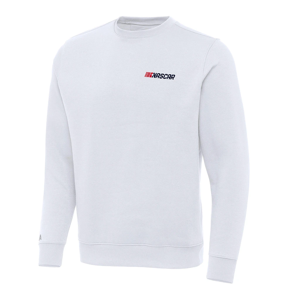 Men's Antigua White NASCAR Patriotic Victory Pullover Sweatshirt