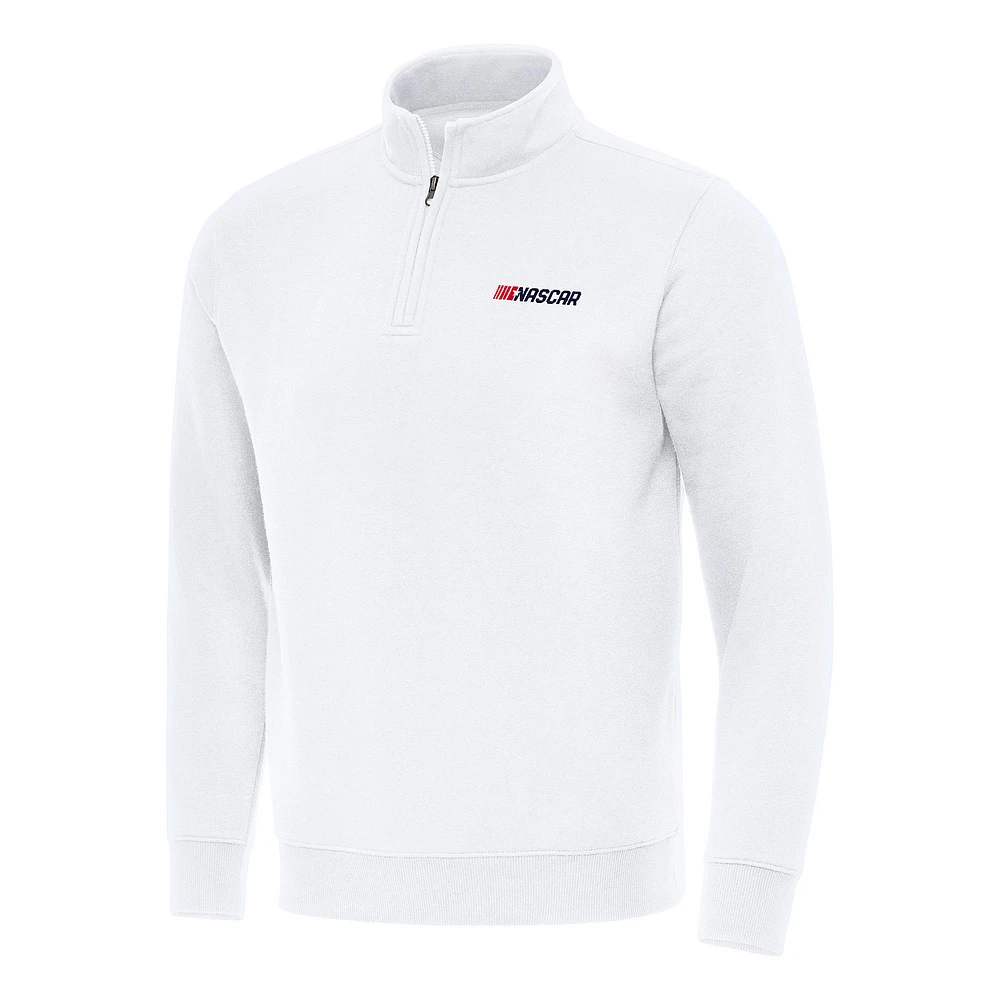Men's Antigua White NASCAR Patriotic Victory Quarter-Zip Jacket
