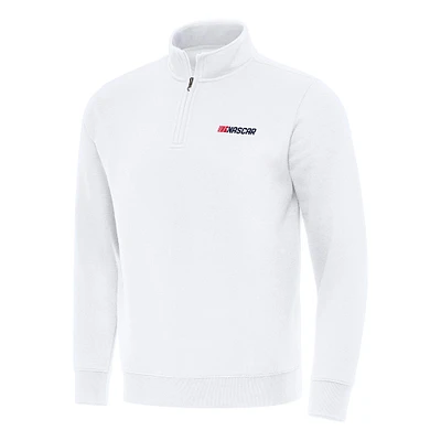 Men's Antigua White NASCAR Patriotic Victory Quarter-Zip Jacket