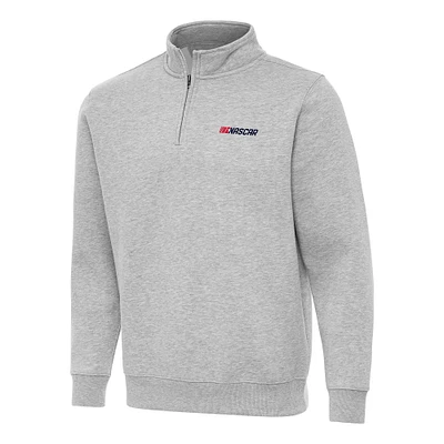 Men's Antigua Heather Gray NASCAR Patriotic Victory Quarter-Zip Jacket