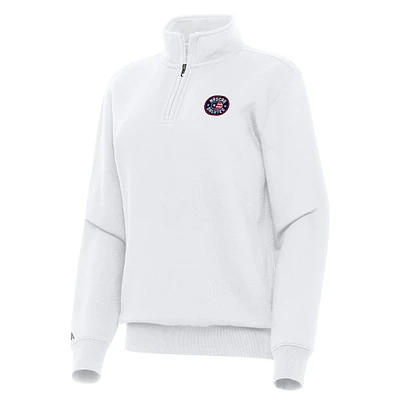 Women's Antigua White NASCAR Salutes Victory Quarter-Zip Jacket