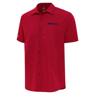 Men's Antigua Red NASCAR Patriotic Activate Woven Button-Up Shirt