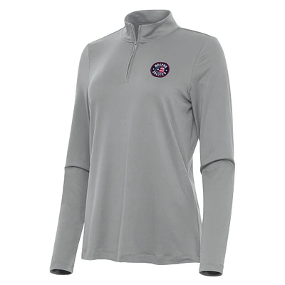Women's Antigua Gray NASCAR Salutes Reprocess Quarter-Zip Pullover Top