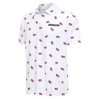 Men's Antigua White NASCAR Patriotic Americana Polo