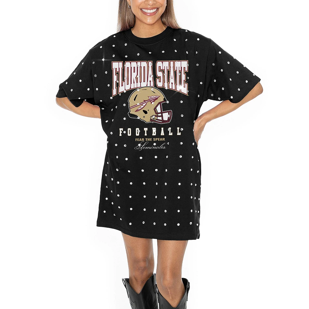 Women's Gameday Couture Black Florida State Seminoles Allover Rhinestone T-Shirt Dress