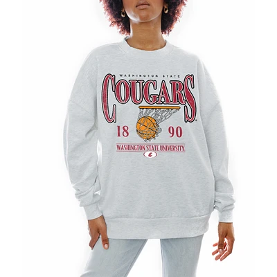 Women's Gameday Couture Gray Washington State Cougars Basketball Premium Fleece Drop Pullover Sweatshirt
