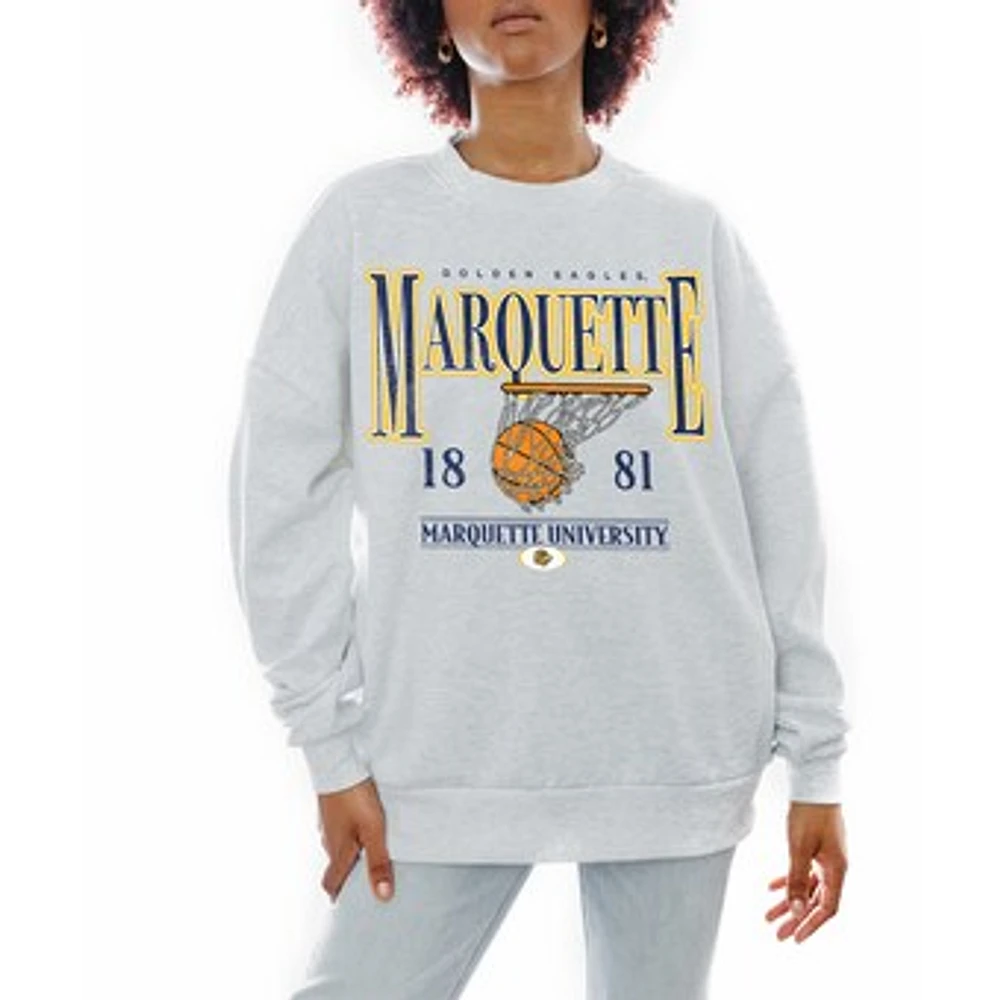 Women's Gameday Couture Gray Marquette Golden Eagles Basketball Premium Fleece Drop Pullover Sweatshirt