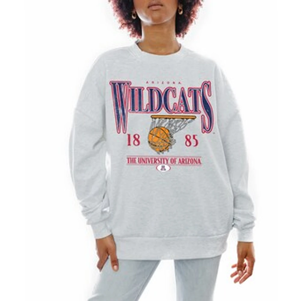 Women's Gameday Couture Gray Arizona Wildcats Basketball Premium Fleece Drop Pullover Sweatshirt