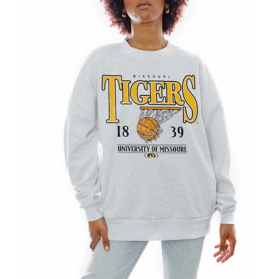 Women's Gameday Couture Gray Missouri Tigers Basketball Premium Fleece Drop Pullover Sweatshirt