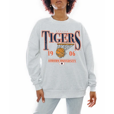 Women's Gameday Couture Gray Auburn Tigers Basketball Premium Fleece Drop Pullover Sweatshirt