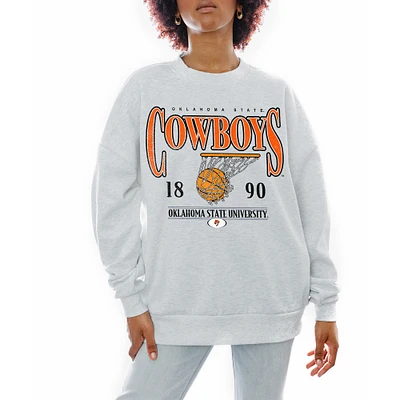 Women's Gameday Couture Gray Oklahoma State Cowboys Basketball Premium Fleece Drop Pullover Sweatshirt