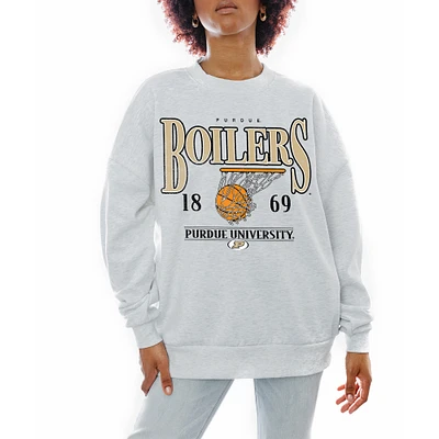 Women's Gameday Couture Gray Purdue Boilermakers Basketball Premium Fleece Drop Pullover Sweatshirt