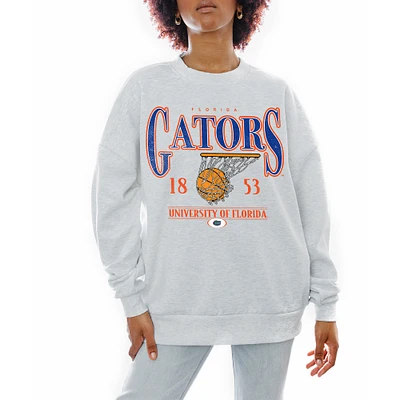 Women's Gameday Couture Gray Florida Gators Basketball Premium Fleece Drop Pullover Sweatshirt