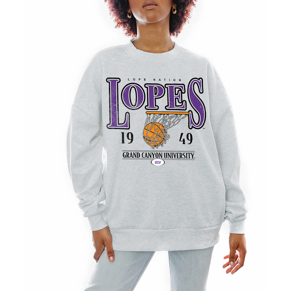 Women's Gameday Couture Gray Grand Canyon Antelopes Basketball Premium Fleece Drop Pullover Sweatshirt