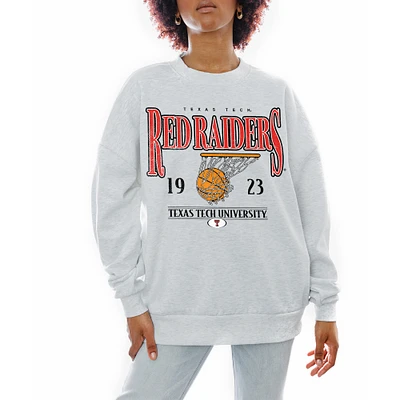 Women's Gameday Couture Gray Texas Tech Red Raiders Basketball Premium Fleece Drop Pullover Sweatshirt