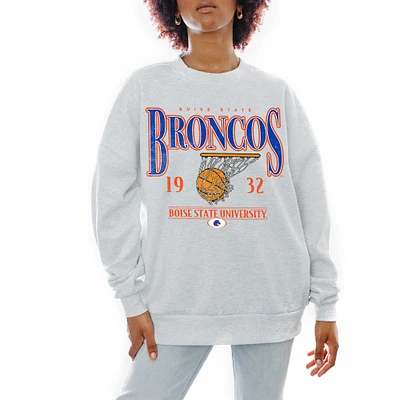 Women's Gameday Couture Gray Boise State Broncos Basketball Premium Fleece Drop Pullover Sweatshirt