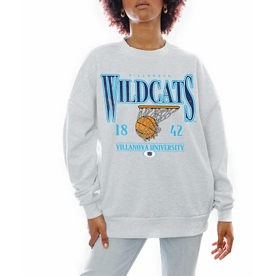 Women's Gameday Couture Gray Villanova Wildcats Basketball Premium Fleece Drop Pullover Sweatshirt
