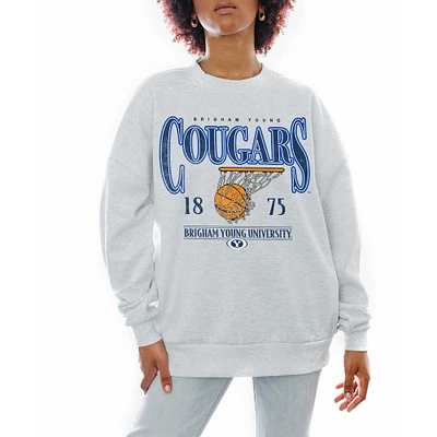Women's Gameday Couture Gray BYU Cougars Basketball Premium Fleece Drop Pullover Sweatshirt