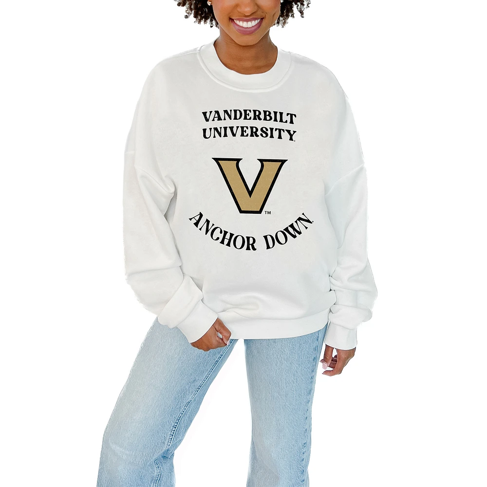Women's Gameday Couture White Vanderbilt Commodores Stars Premium Fleece Drop Pullover Sweatshirt