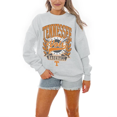 Women's Gameday Couture Gray Tennessee Volunteers Baseball Premium Fleece Drop Pullover Sweatshirt