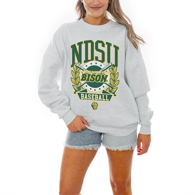 Women's Gameday Couture Gray NDSU Bison Baseball Premium Fleece Drop Pullover Sweatshirt