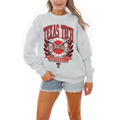 Women's Gameday Couture Gray Texas Tech Red Raiders Baseball Premium Fleece Drop Pullover Sweatshirt