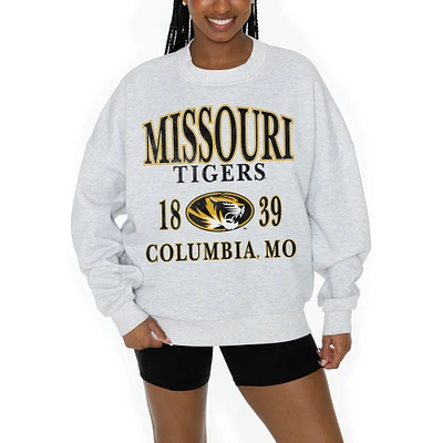 Women's Gameday Couture Gray Missouri Tigers Established Premium Fleece Drop Pullover Sweatshirt
