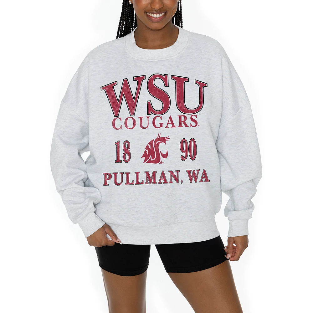 Women's Gameday Couture Gray Washington State Cougars Established Premium Fleece Drop Pullover Sweatshirt