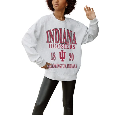 Women's Gameday Couture Gray Indiana Hoosiers Established Premium Fleece Drop Pullover Sweatshirt