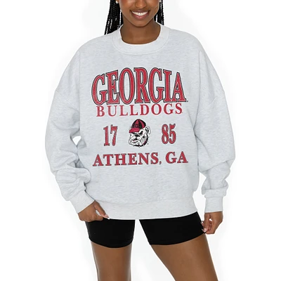 Women's Gameday Couture Gray Georgia Bulldogs Established Premium Fleece Drop Pullover Sweatshirt