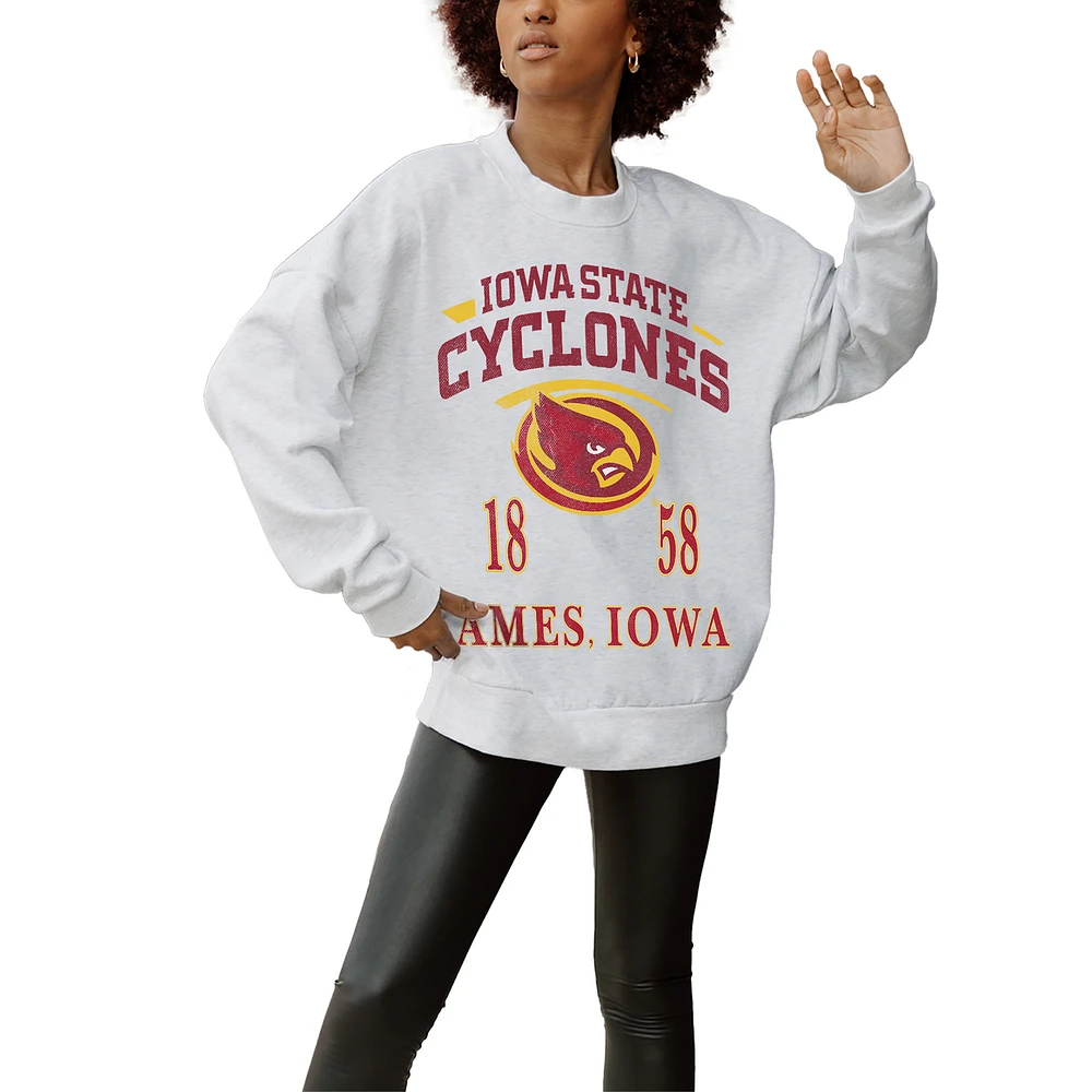 Women's Gameday Couture Gray Iowa State Cyclones Established Premium Fleece Drop Pullover Sweatshirt
