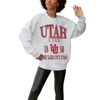 Women's Gameday Couture Gray Utah Utes Established Premium Fleece Drop Pullover Sweatshirt