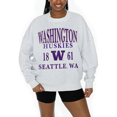 Women's Gameday Couture Gray Washington Huskies Established Premium Fleece Drop Pullover Sweatshirt