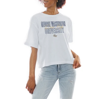 Women's Gameday Couture White George Washington University Slogan Boxy Fit Cropped T-Shirt