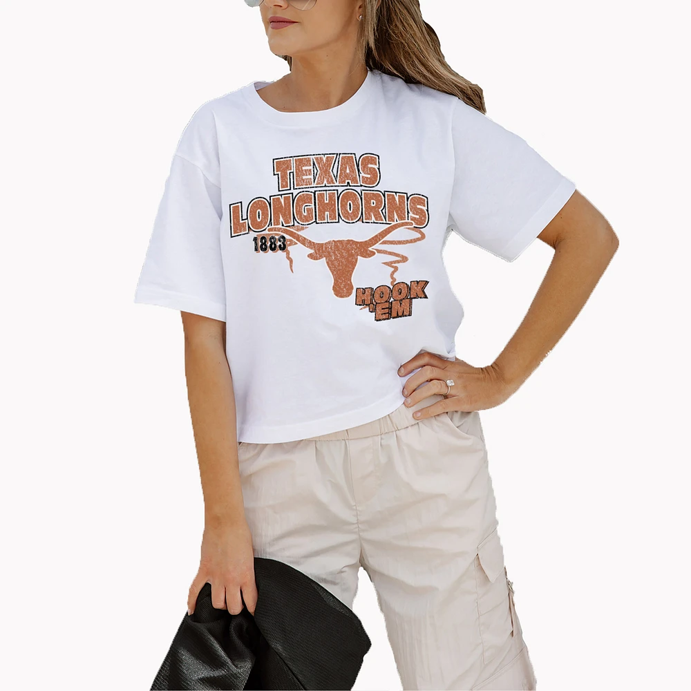 Women's Gameday Couture White Texas Longhorns Logo Boxy Fit Cropped T-Shirt