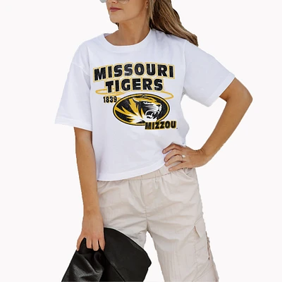 Women's Gameday Couture White Missouri Tigers Logo Boxy Fit Cropped T-Shirt