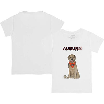 Youth Tiny Turnip White Auburn Tigers Golden Retriever T-Shirt