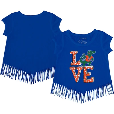Girls Youth Tiny Turnip Royal Florida Gators Love Fringe T-Shirt