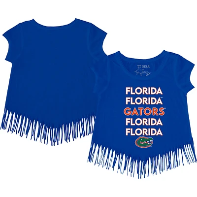 Girls Youth Tiny Turnip Royal Florida Gators Stacked Fringe T-Shirt
