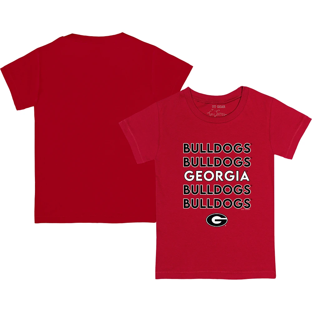 Youth Tiny Turnip Red Georgia Bulldogs Stacked T-Shirt